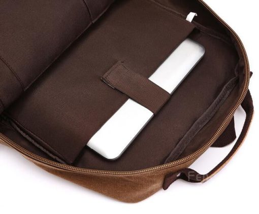 3 Pocket Mens Canvas Military Style Black Travel Backpack - Image 3