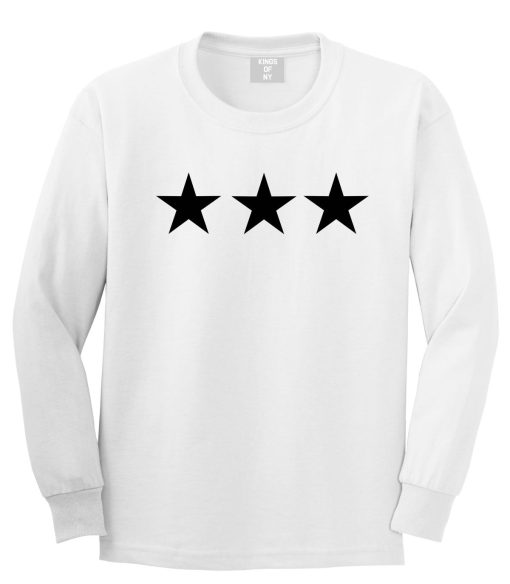 Three Stars Goth Style Long Sleeve T-Shirt - Image 3
