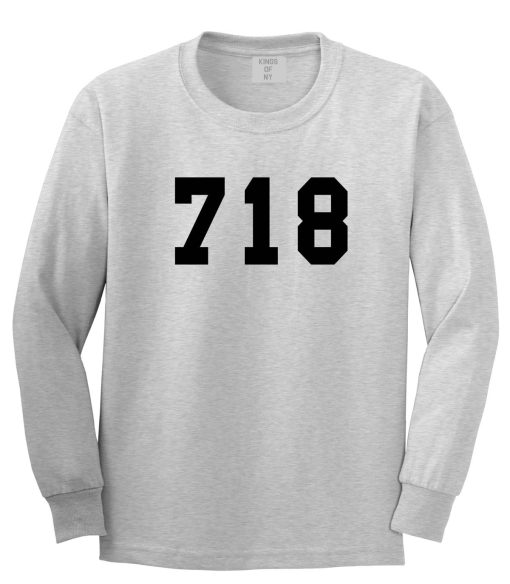 718 New York Area Code Long Sleeve T-Shirt - Image 3