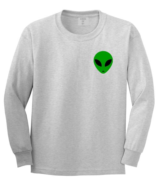 Alien Head Green Long Sleeve T-Shirt - Image 3