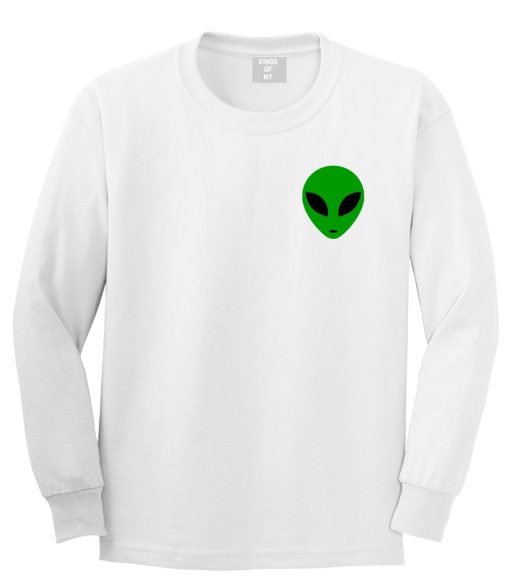 Alien Head Green Long Sleeve T-Shirt - Image 2