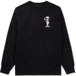 Alien Peace Sign Chest Mens Crewneck Sweatshirt
