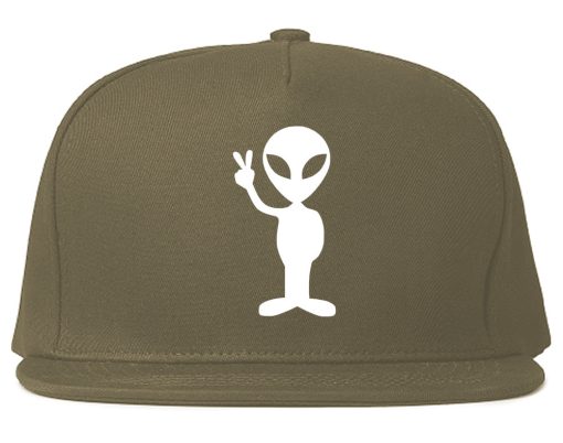 Alien Peace Sign Chest Mens Snapback Hat - Image 3