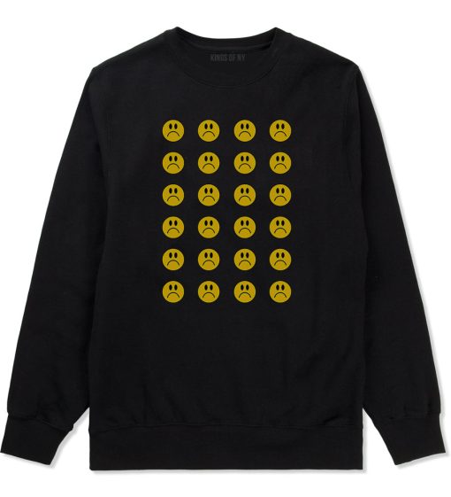 All Over Sad Face Mens Crewneck Sweatshirt