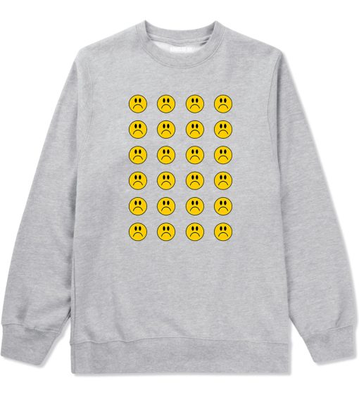All Over Sad Face Mens Crewneck Sweatshirt - Image 3