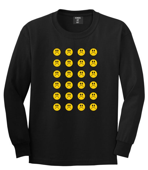 All Over Sad Face Mens Long Sleeve T-Shirt