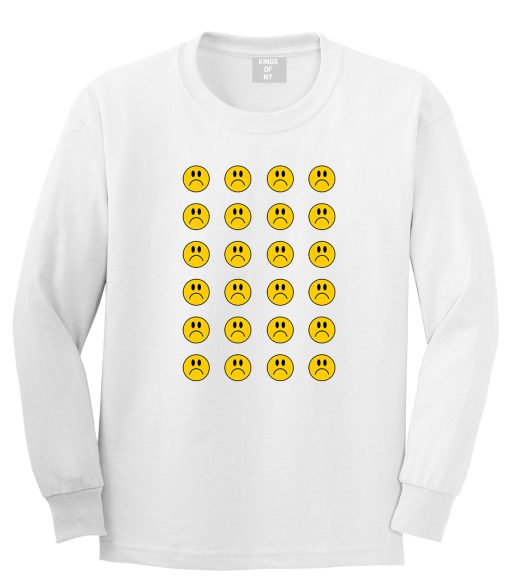 All Over Sad Face Mens Long Sleeve T-Shirt - Image 2