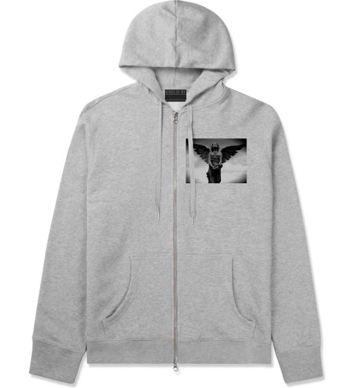 Angel Statue Wings Dark Goth Zip Up Hoodie Hoody - Image 2
