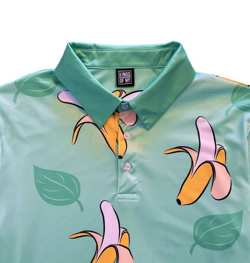 Banana Hawaiian Pattern Mens Golf Polo Shirt - Image 2