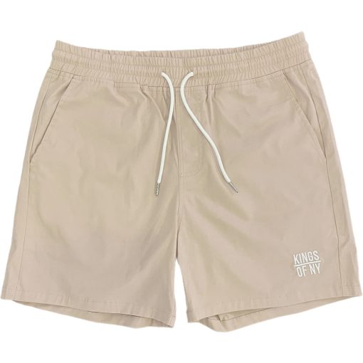 Classic Logo 5 Inch Mens Drawstring Khaki Shorts - Image 2