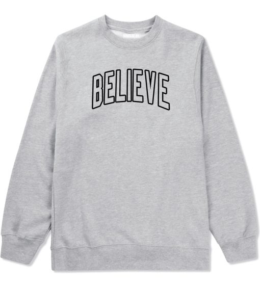 Believe Outline Mens Crewneck Sweatshirt - Image 3
