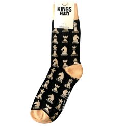 Black Chess Board Game Mens Cotton Socks