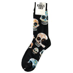 Black Day Of The Dead Skulls Mens Cotton Socks