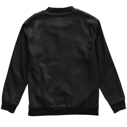 Black Denim Mens Classic Bomber Jacket - Image 2