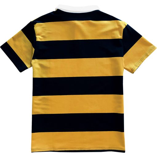 Black and Yellow Comfortable Stretch Short Sleeve Striped Men's Rugby Shirt - Image 2