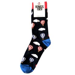 Black Hot Air Balloon Mens Cotton Socks