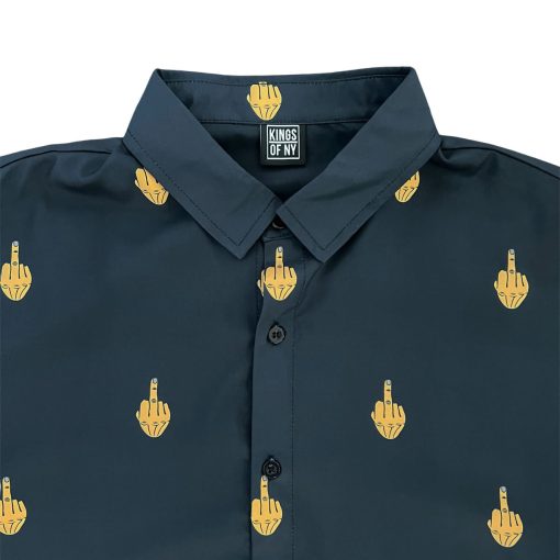 Black Middle Finger Men’s Short Sleeve Button Down Shirt - Image 3