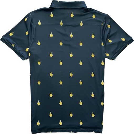 Black Middle Finger Men's Short Sleeve Polo Golf Shirt - Image 3