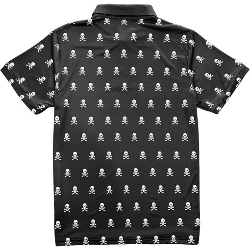Black Skull And Crossbones Men's Short Sleeve Golf Polo Shirt - Image 2