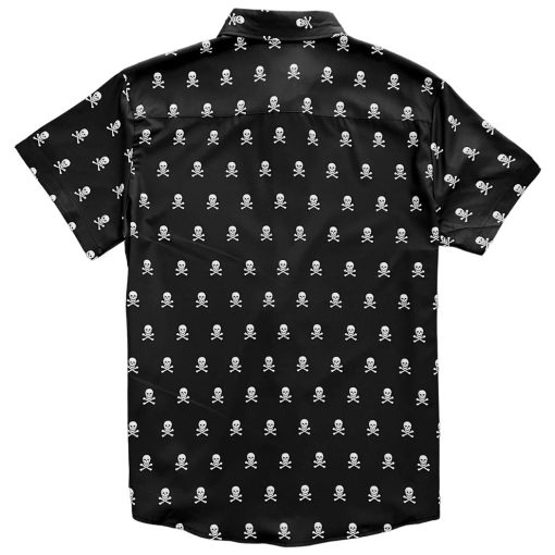 Skull And Crossbones Men’s Short Sleeve Button Down Shirt - Image 2