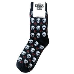 Black Skull And Rose Pattern Mens Socks
