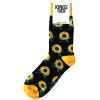Black Sunflower Floral Mens Socks