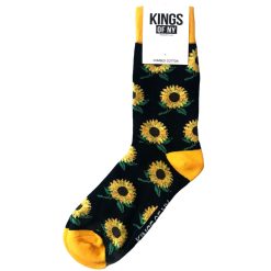 Black Sunflower Floral Mens Socks