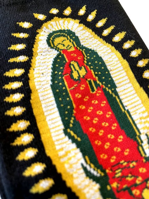 Black Virgin Of Guadalupe Religious Mens Crew Socks - Image 2