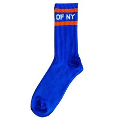 Royal Blue and Orange Logo Men's Striped Socks