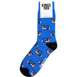 Blue Golf Cart And Club Bag Mens Crew Socks