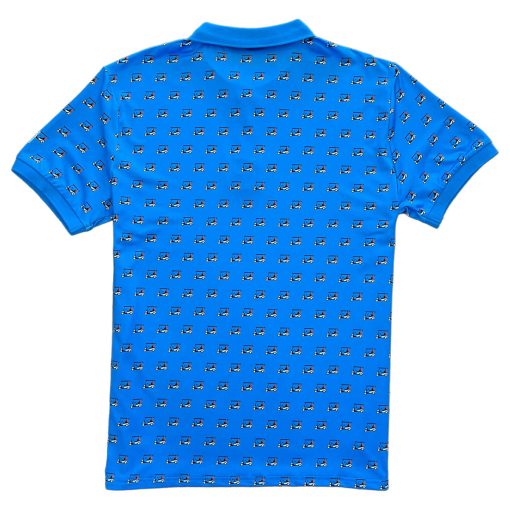 Blue Golf Cart Print Short Sleeve Men's Golf Polo Shirt - Image 3
