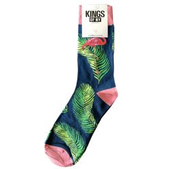 Blue Tropical Pink Flamingo Mens Cotton Socks