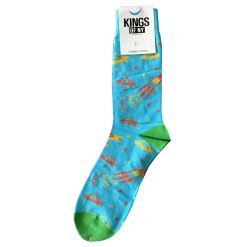 Blue UFO Spacecraft Space Mens Cotton Socks