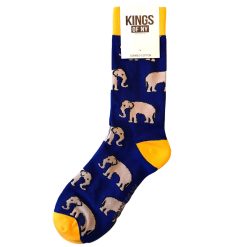 Blue Yellow Elephant Mens Cotton Socks