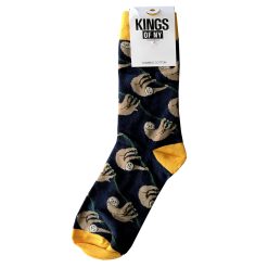 Blue Yellow Sloth Animal Mens Cotton Socks