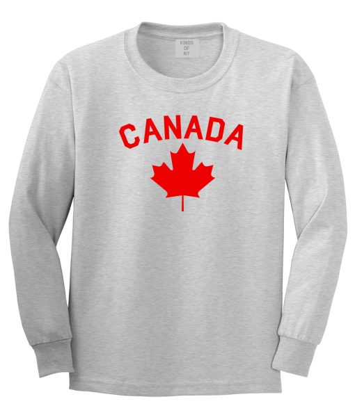Canada Maple Leaf Red Mens Long Sleeve T-Shirt - Image 3