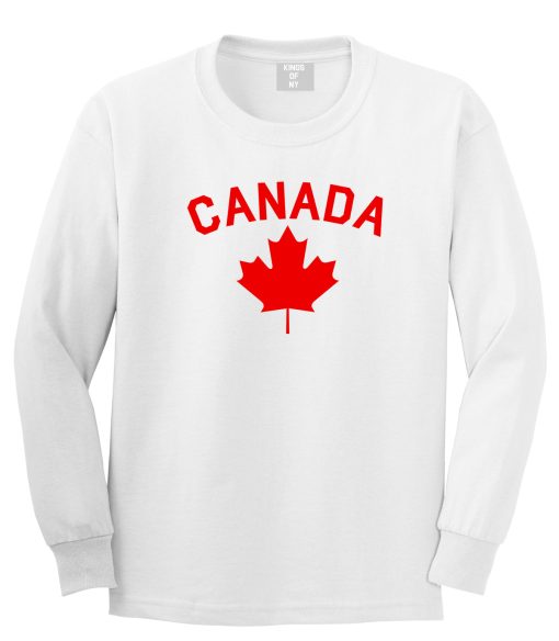 Canada Maple Leaf Red Mens Long Sleeve T-Shirt - Image 2