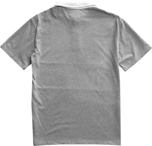 Classic Heather Grey And White Striped Mens Short Sleeve Polo Rugby Shirt - Image 2