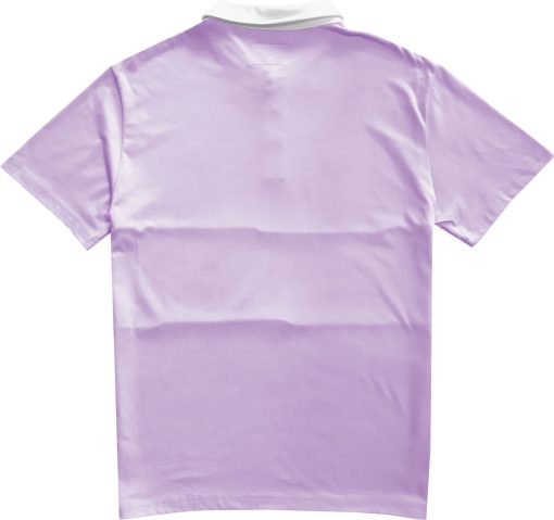 Classic Lavender Purple And White Striped Mens Short Sleeve Polo Rugby Shirt - Image 2