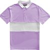 Classic Lavender Purple And White Striped Mens Short Sleeve Polo Rugby Shirt