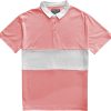 Classic Light Pink And White Striped Mens Short Sleeve Polo Rugby Shirt