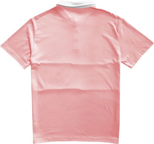 Classic Light Pink And White Striped Mens Short Sleeve Polo Rugby Shirt - Image 2