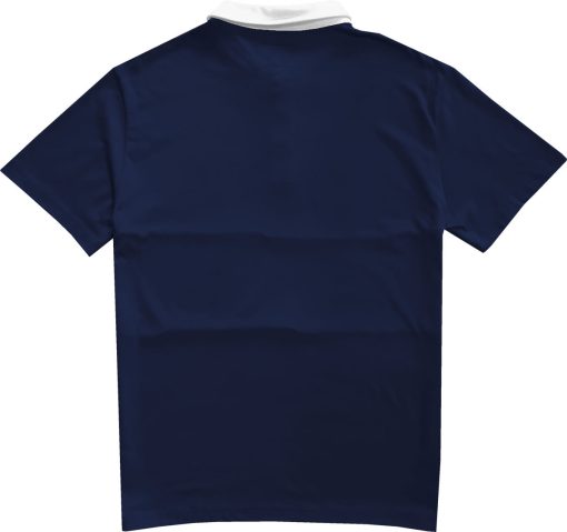 Classic Navy Blue And White Striped Mens Short Sleeve Polo Rugby Shirt - Image 2