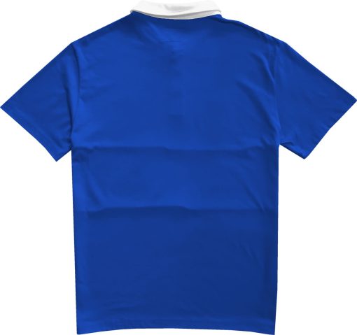 Classic Royal Blue And White Striped Mens Short Sleeve Polo Rugby Shirt - Image 2