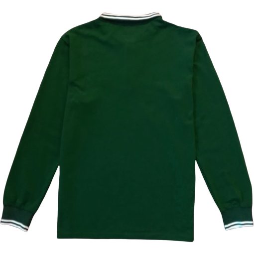 Dark Green Classic Tipped Pique Mens Long Sleeve Polo Shirt - Image 2