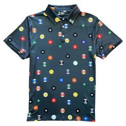 Dark Grey Billiard Balls Pool Table Men's Polo Golf Shirt