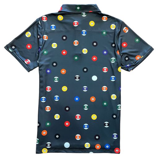 Dark Grey Billiard Balls Pool Table Men's Polo Golf Shirt - Image 3