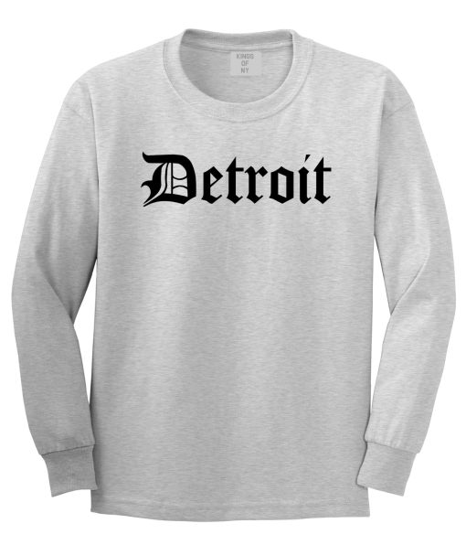 Detroit Old English Mens Long Sleeve T-Shirt - Image 3