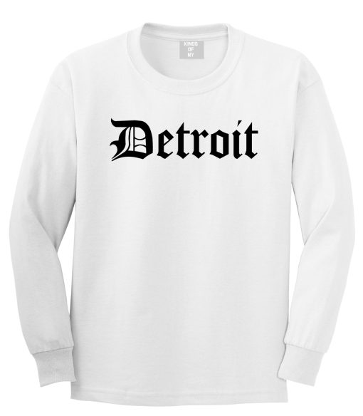 Detroit Old English Mens Long Sleeve T-Shirt - Image 2