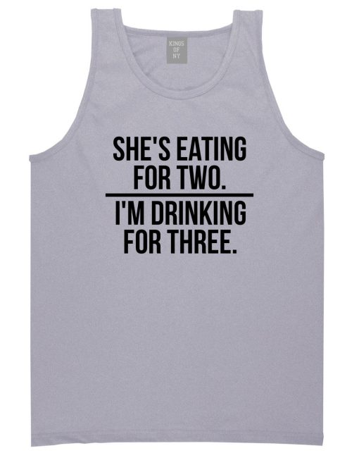 Drinking For Three Funny Pregnancy Announcement Mens Tank Top T-Shirt - Image 3